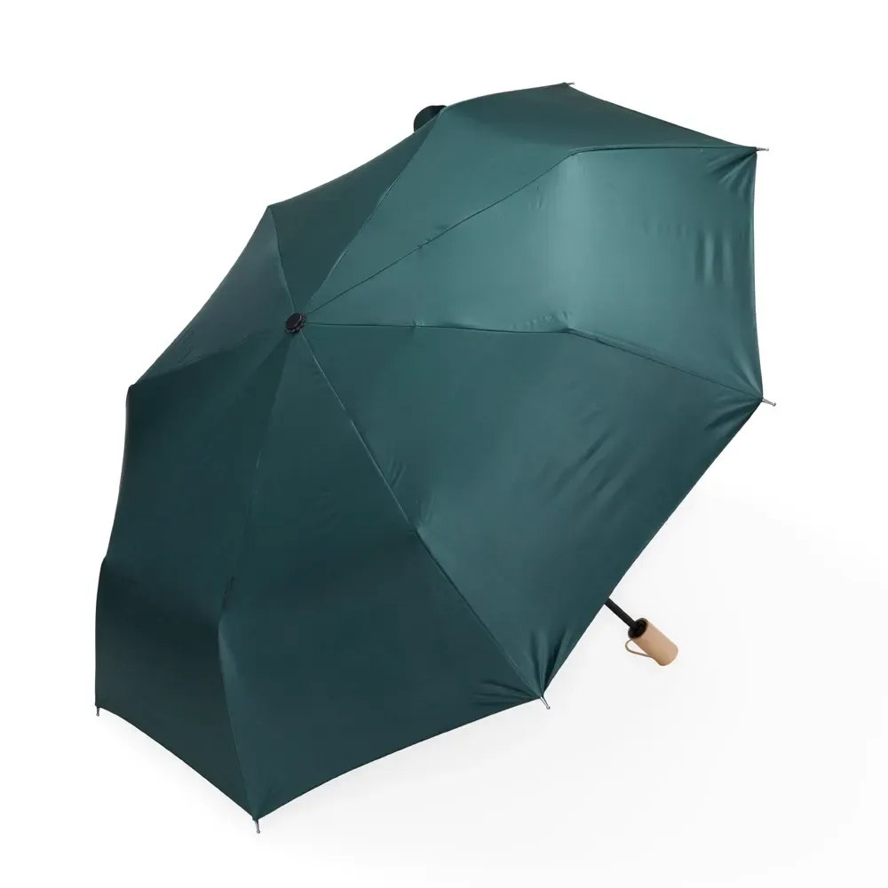Guarda-chuva Manual com Proteção UV e Cabo de Madeira Personalizado, cor verde