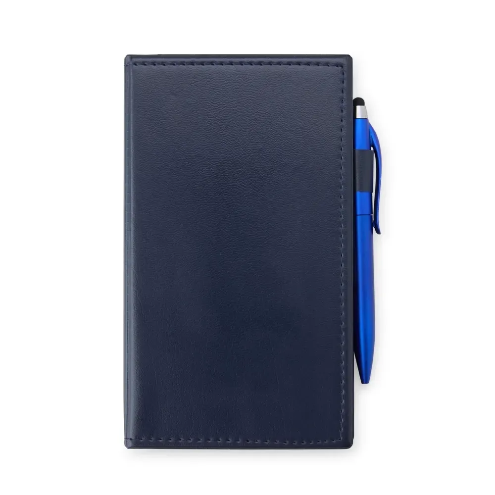 Kit para anotações personalizado em couro sintético azul