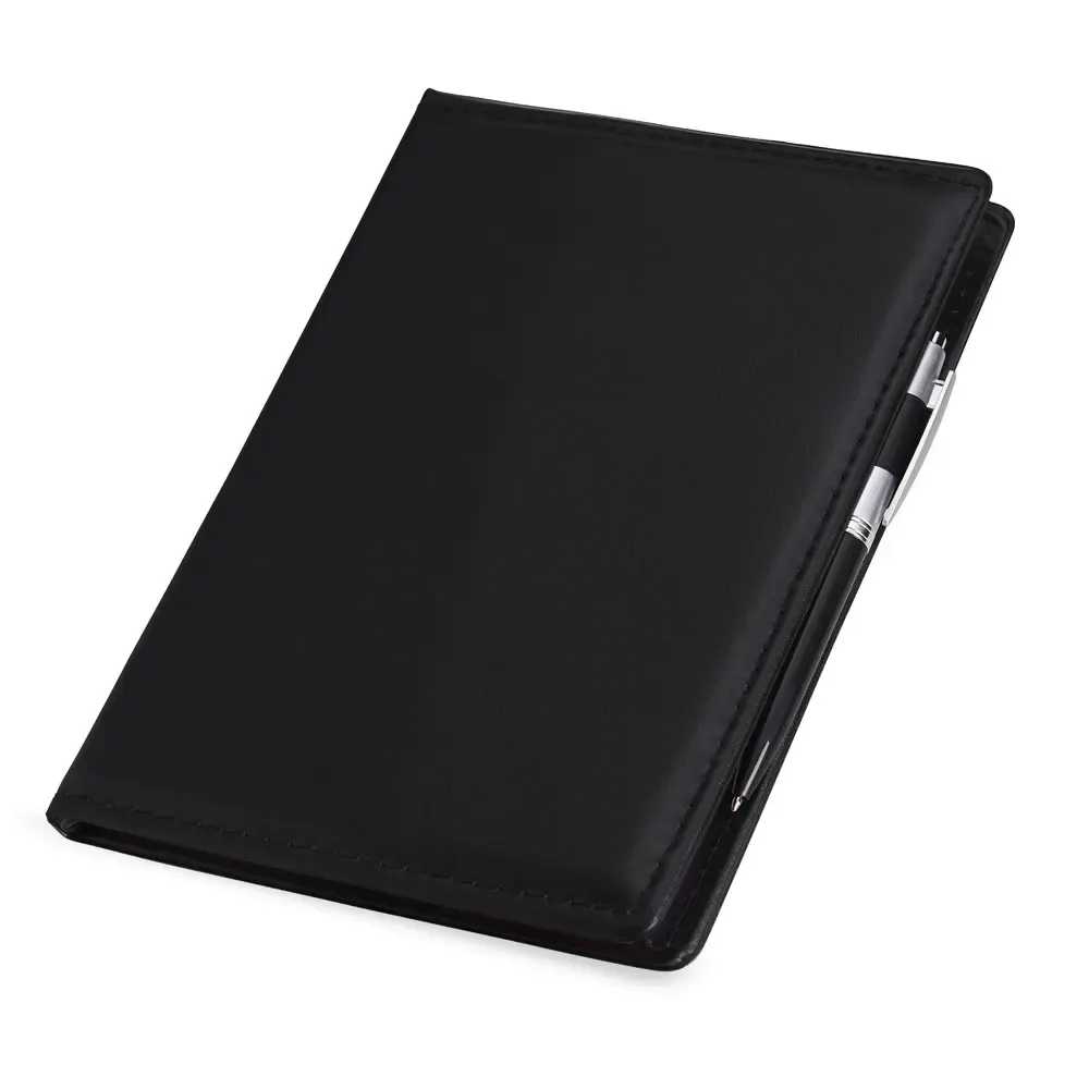 Kit para anotações personalizado em couro sintético preto