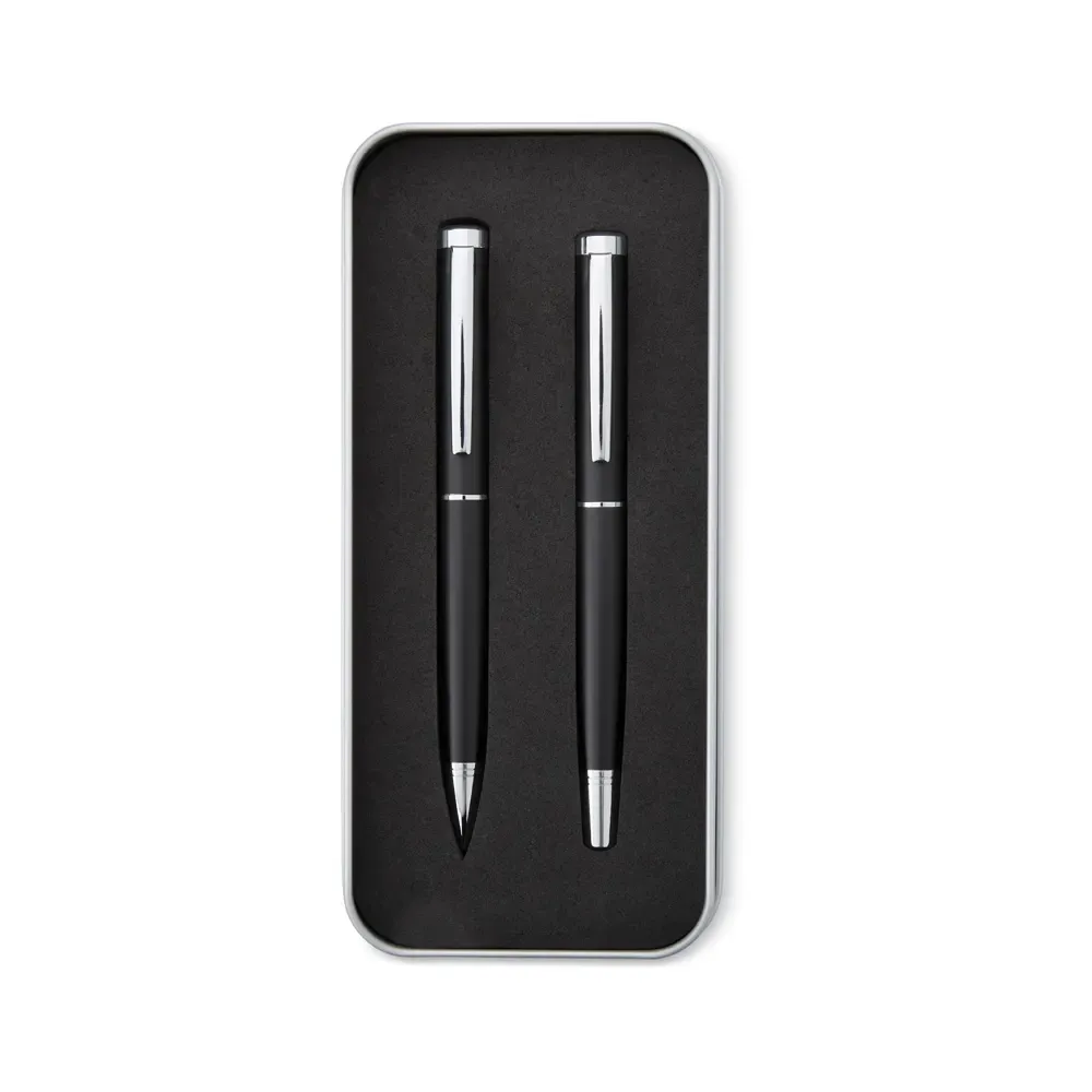 Kit de Canetas Executivas Esfero e Roller personalizada prata