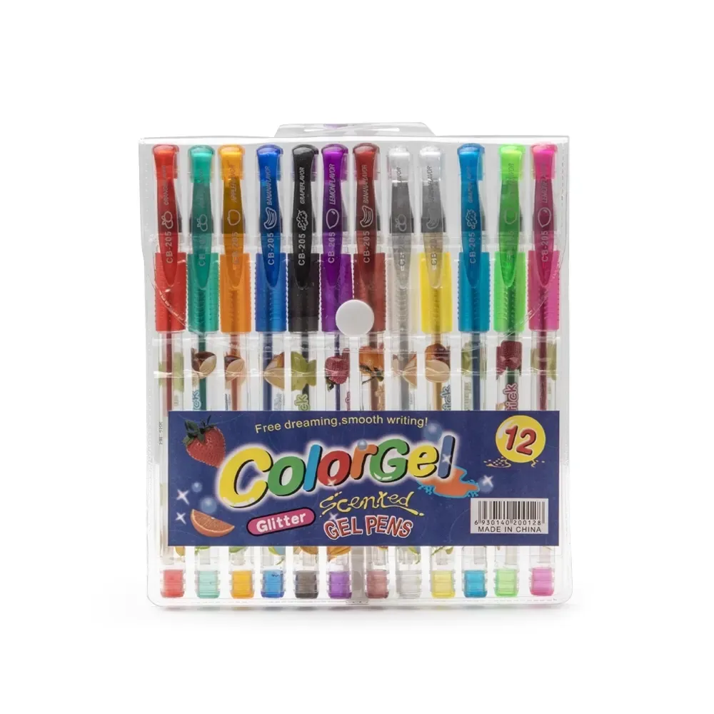 Kit de canetas gel personalizado 12 cores com glitter