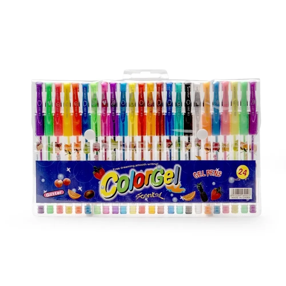 Kit de canetas gel personalizado 24 cores com glitter