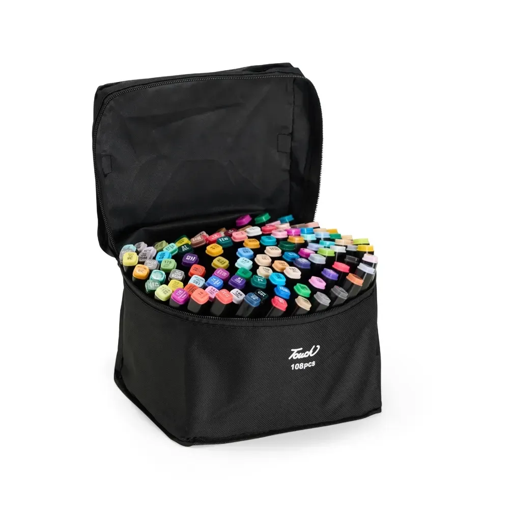 "Kit de Canetas Marcadoras Personalizado Pontas Duplas 108 Cores colorido"