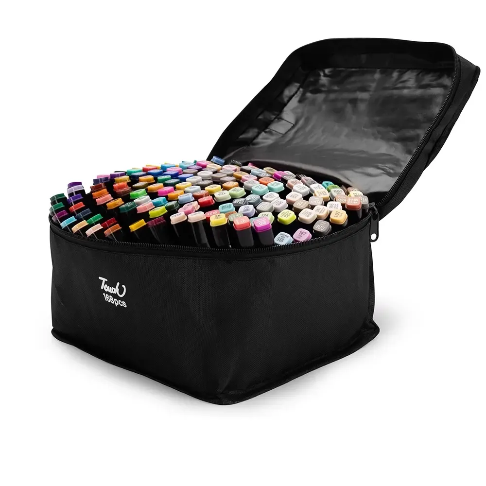 "Kit de Canetas Marcadoras Personalizado Pontas Duplas 168 Cores colorido"