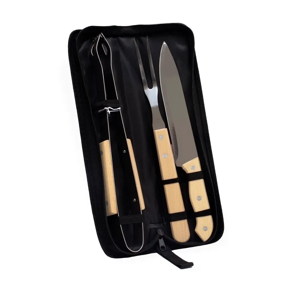 Kit churrasco personalizado 3 peças com gravação em cada peça, cor preto