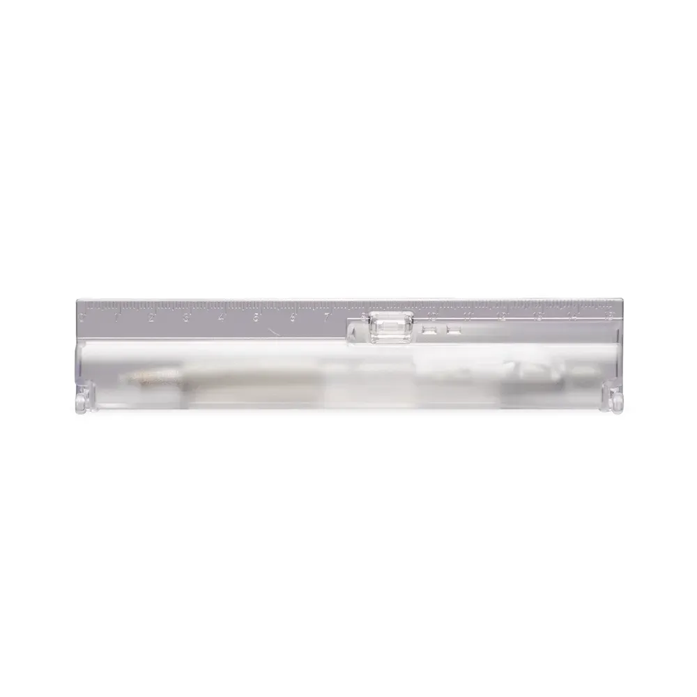 Kit estojo com caneta plástica personalizado transparente