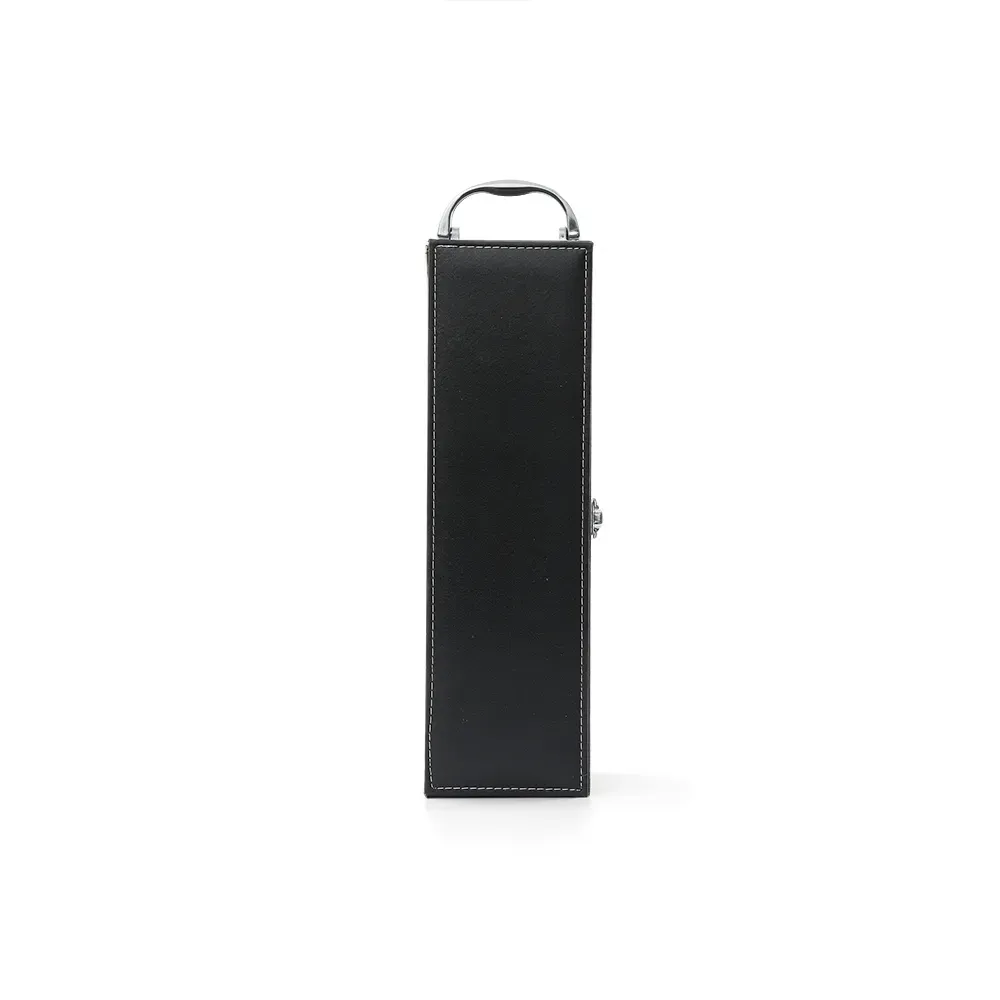Kit Vinho 4 Peças em maleta de couro sintético, cor preta