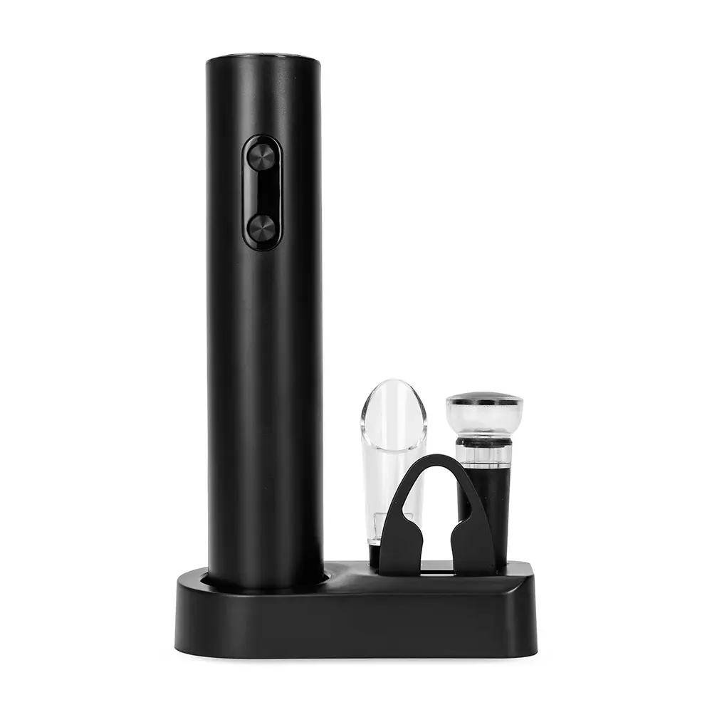 Kit Vinho 5 Peças com saca-rolhas elétrico a pilha, cor preta