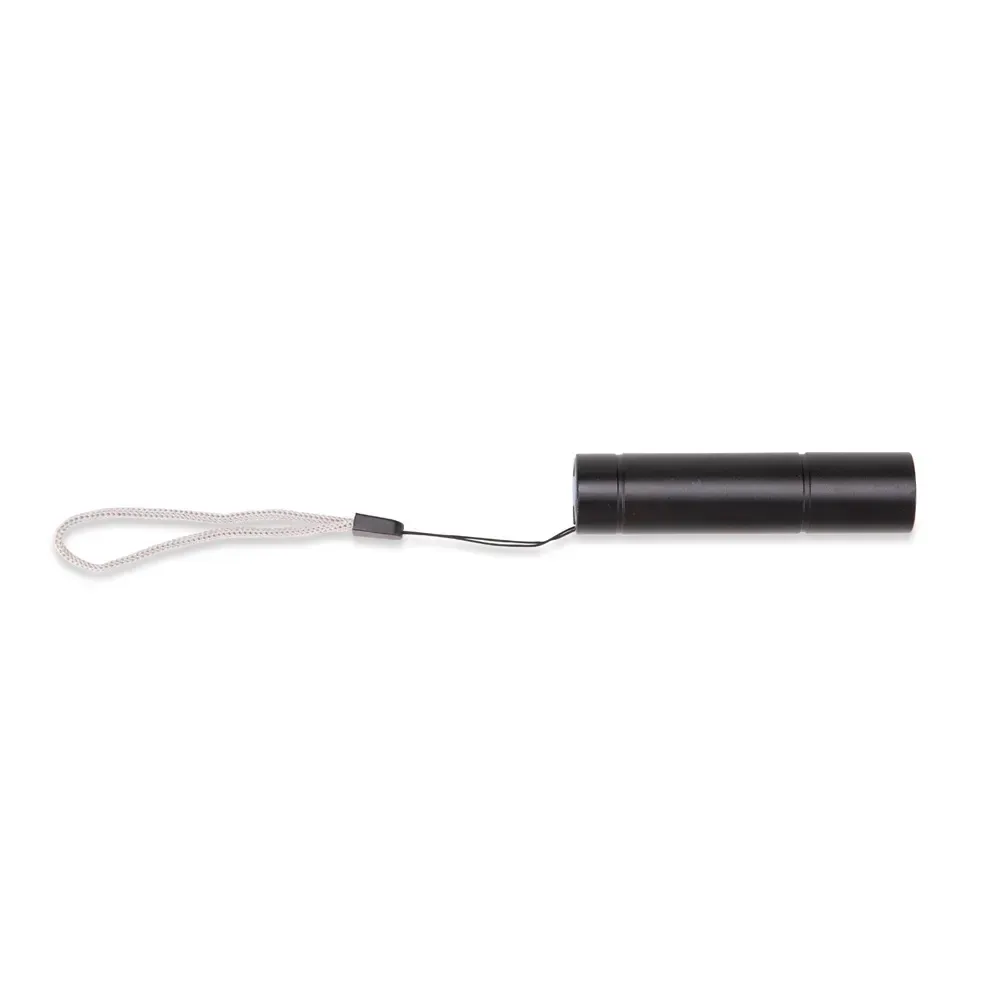 Lanterna Metal Recarregável com Luz Lateral e Estojo Personalizada, cor preta