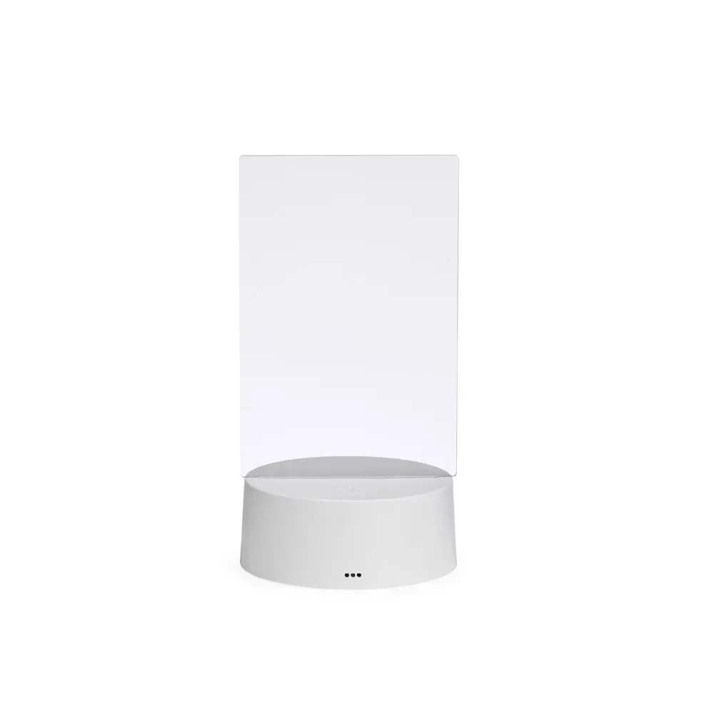 Luminária Led de Mesa com Tela Acrílica 3D USB ou Pilha AAA Personalizada, cor branca