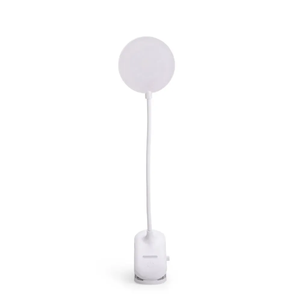 Luminária de Mesa Recarregável 12 LEDs com Presilha Personalizada, cor branca