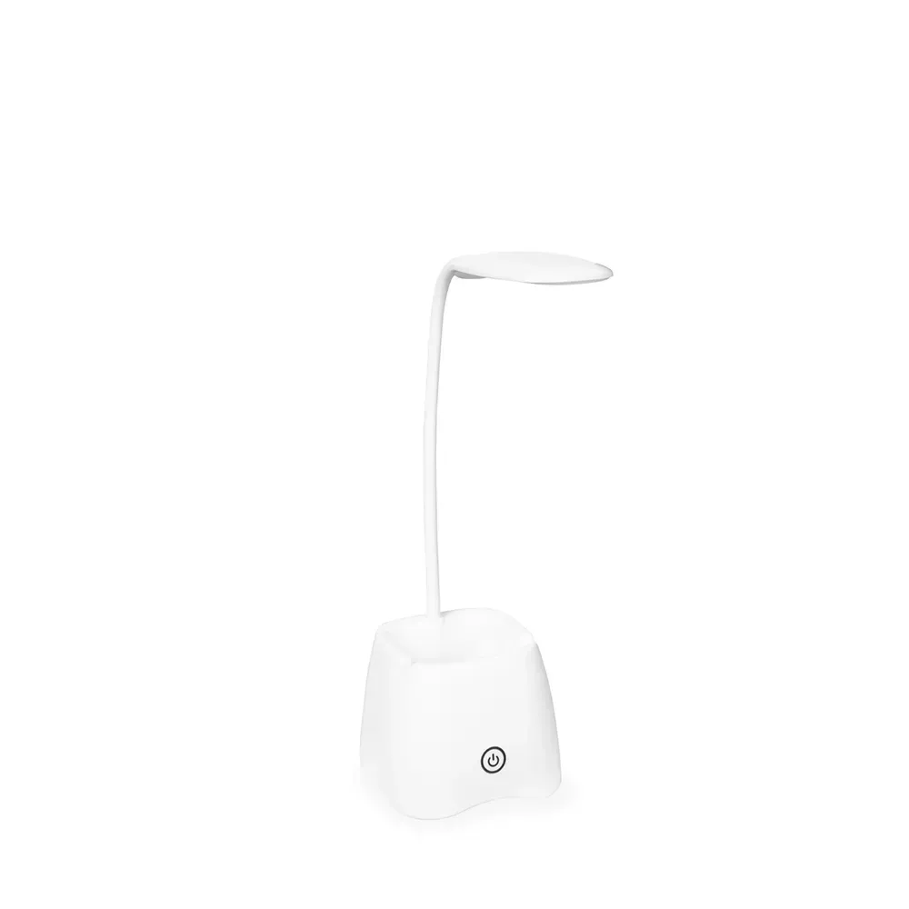 Luminária de Mesa Recarregável 18 LEDs com Porta-Canetas Personalizada, cor branca