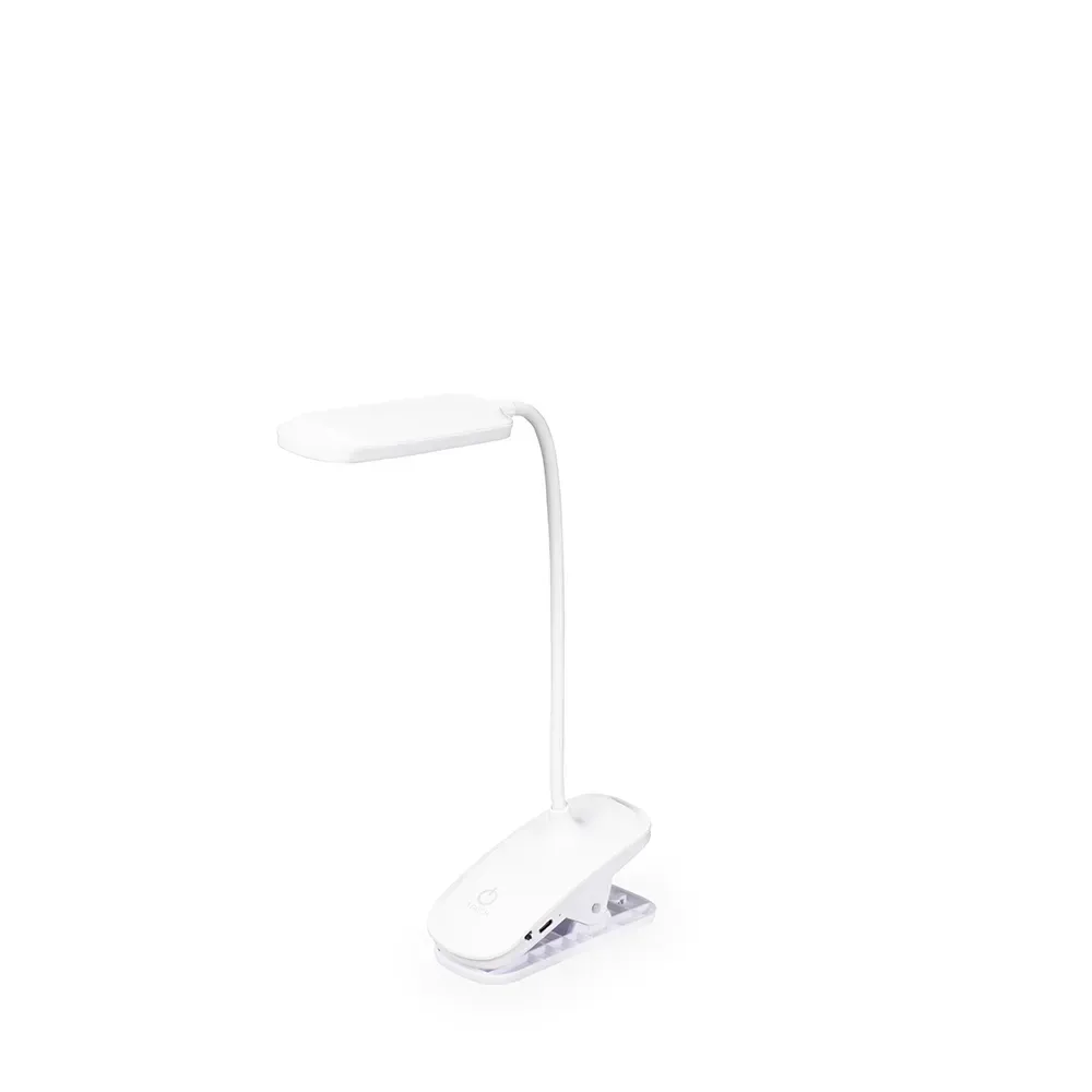 Luminária de Mesa Recarregável 20 LEDs com Presilha Personalizada, cor branca