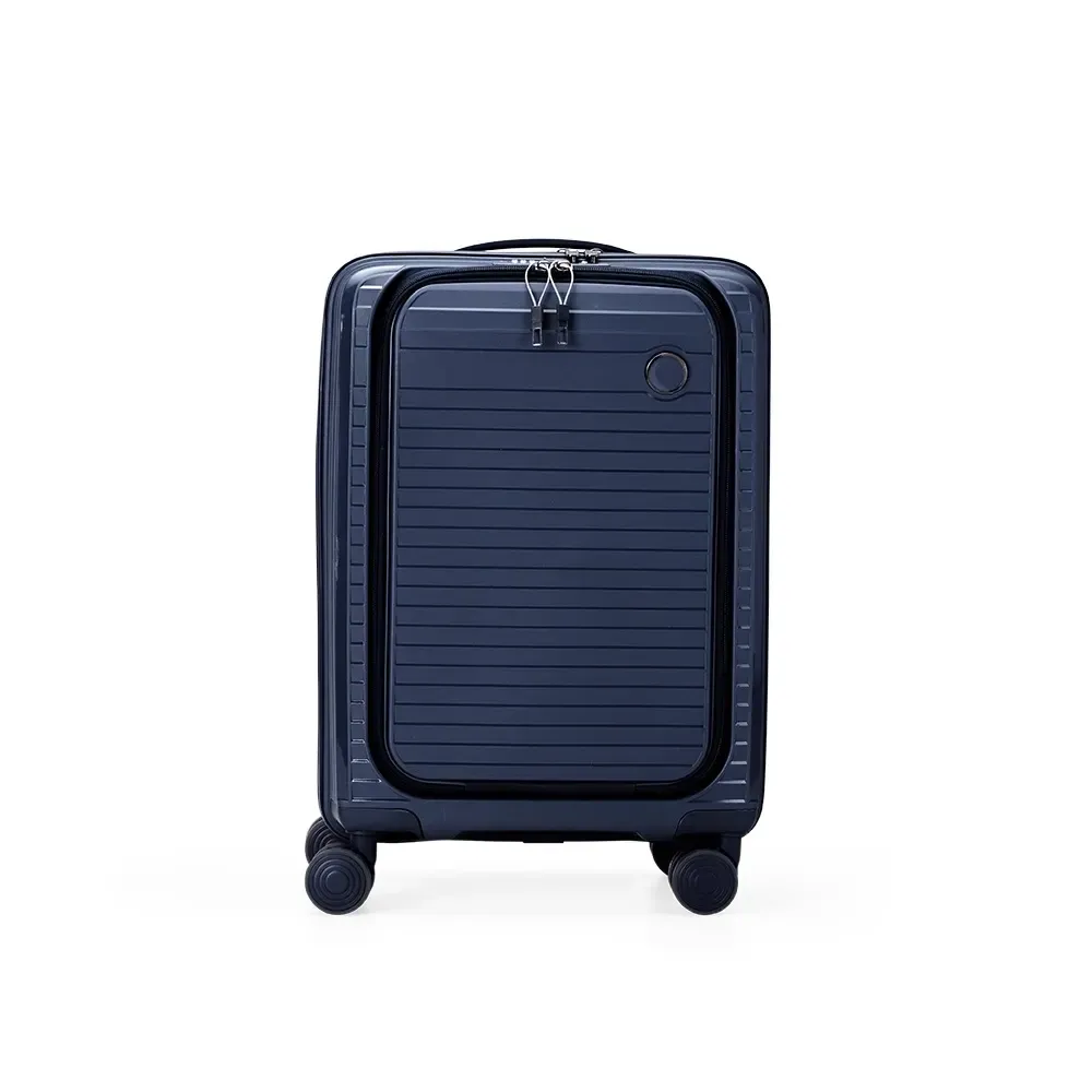 Mala de bordo personalizada 30 litros em plástico rígido com cadeado, cor azul marinho