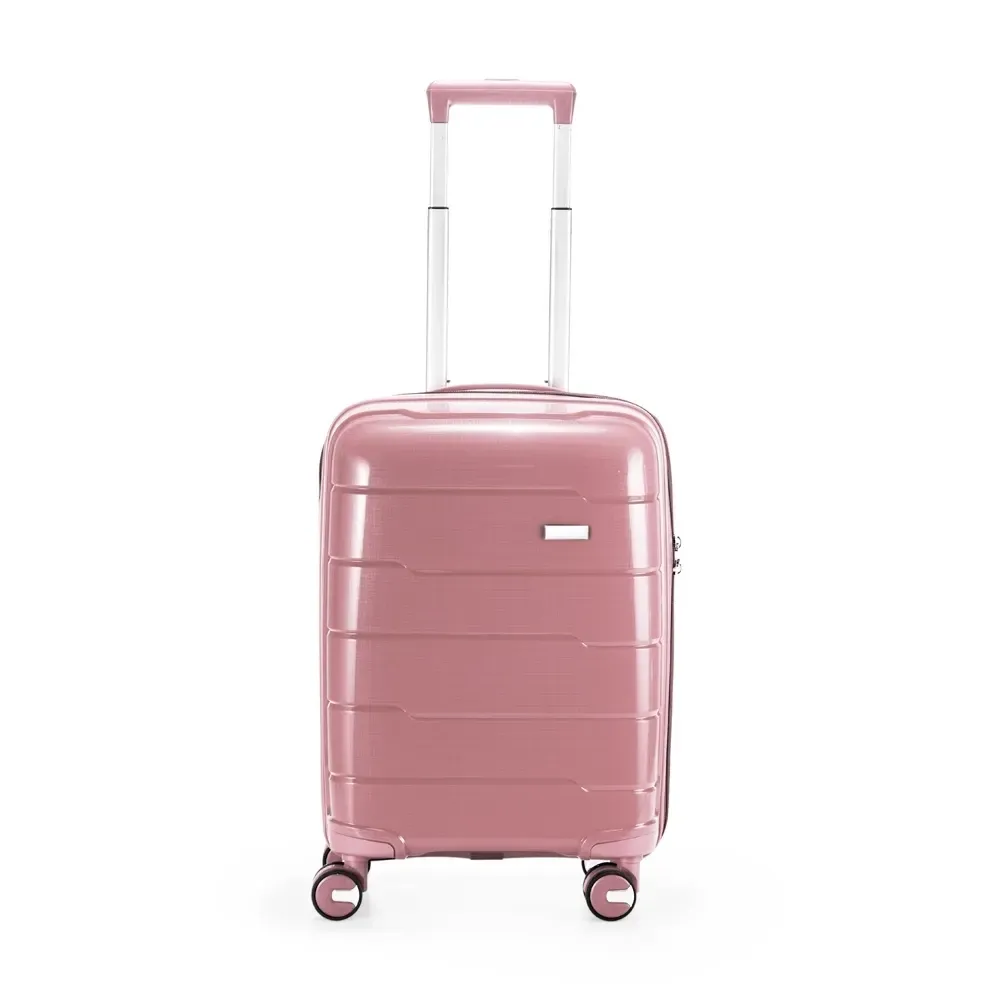 Mala de bordo personalizada 45 litros em polipropileno com cadeado TSA, cor rosa