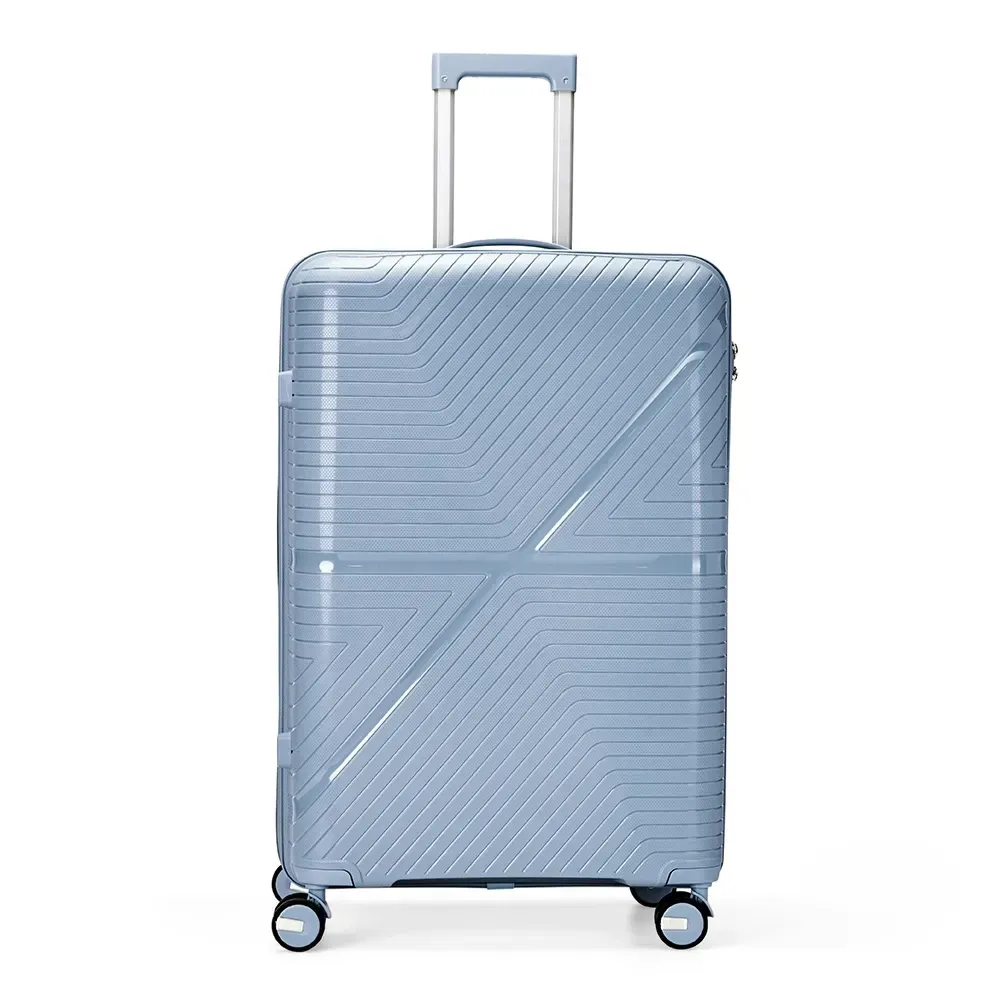 Mala de viagem personalizada 106 litros com cadeado TSA, cor azul claro