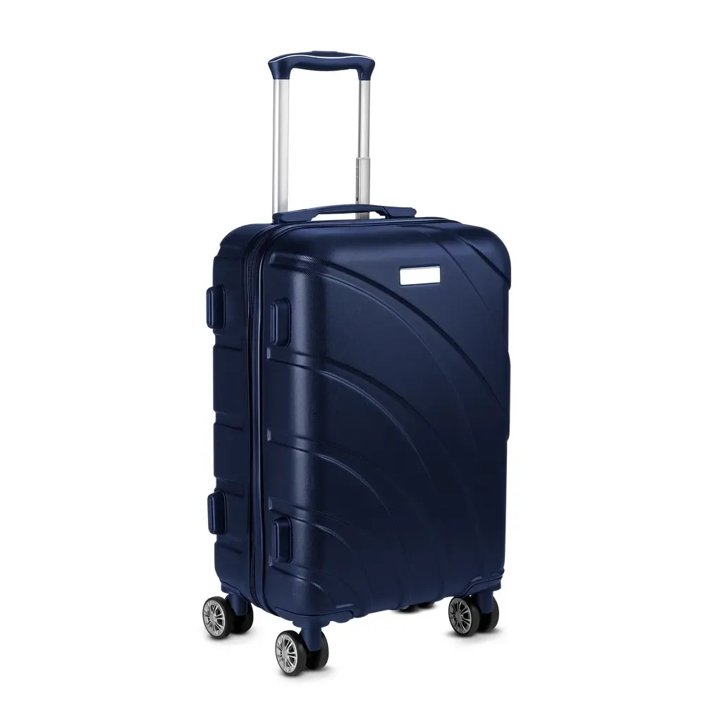 Mala de viagem personalizada 47 litros com fecho de segredo e placa central, cor azul