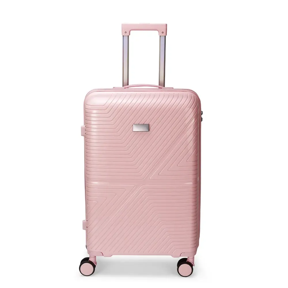 Mala de viagem personalizada 54 litros com cadeado TSA e placa metálica, cor rosa