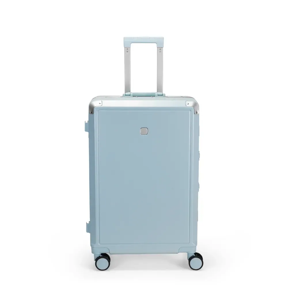 Mala de viagem personalizada 60 litros em policarbonato com dois cadeados TSA, cor azul