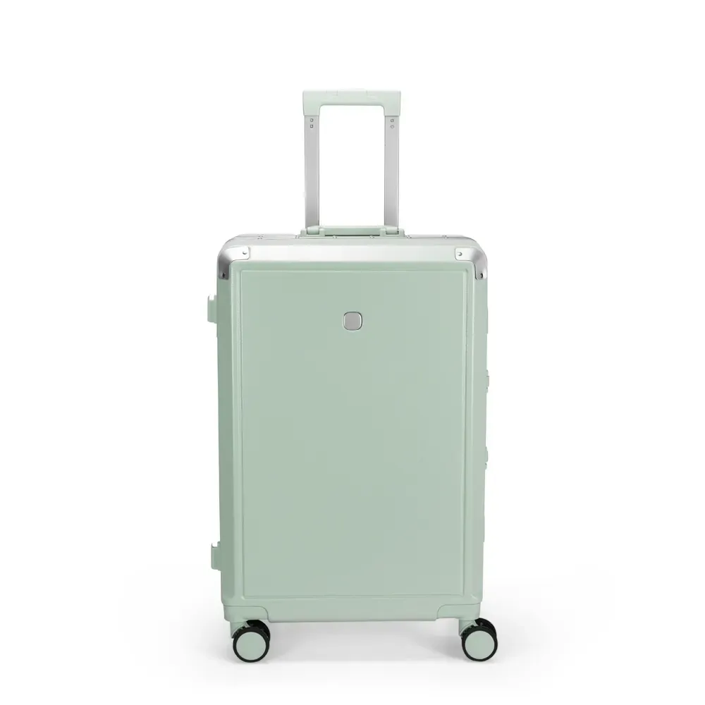 Mala de viagem personalizada 60 litros em policarbonato com dois cadeados TSA, cor verde