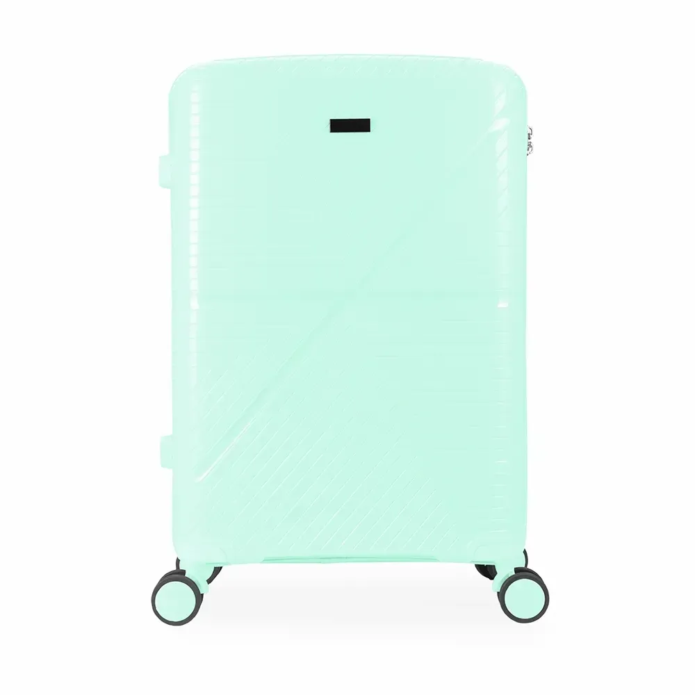 Mala de viagem personalizada 67 litros com placa metálica e cadeado TSA, cor verde