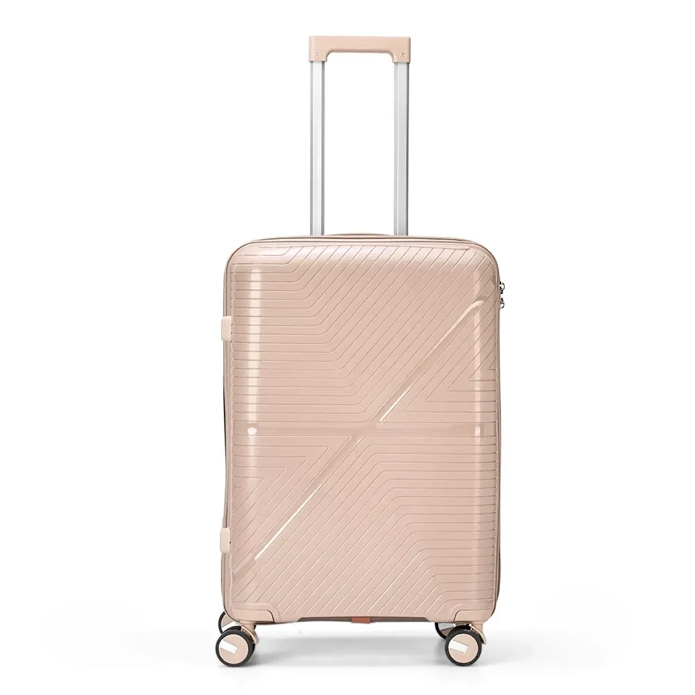 Mala de viagem personalizada 67 litros em plástico resistente com cadeado TSA, cor rosa