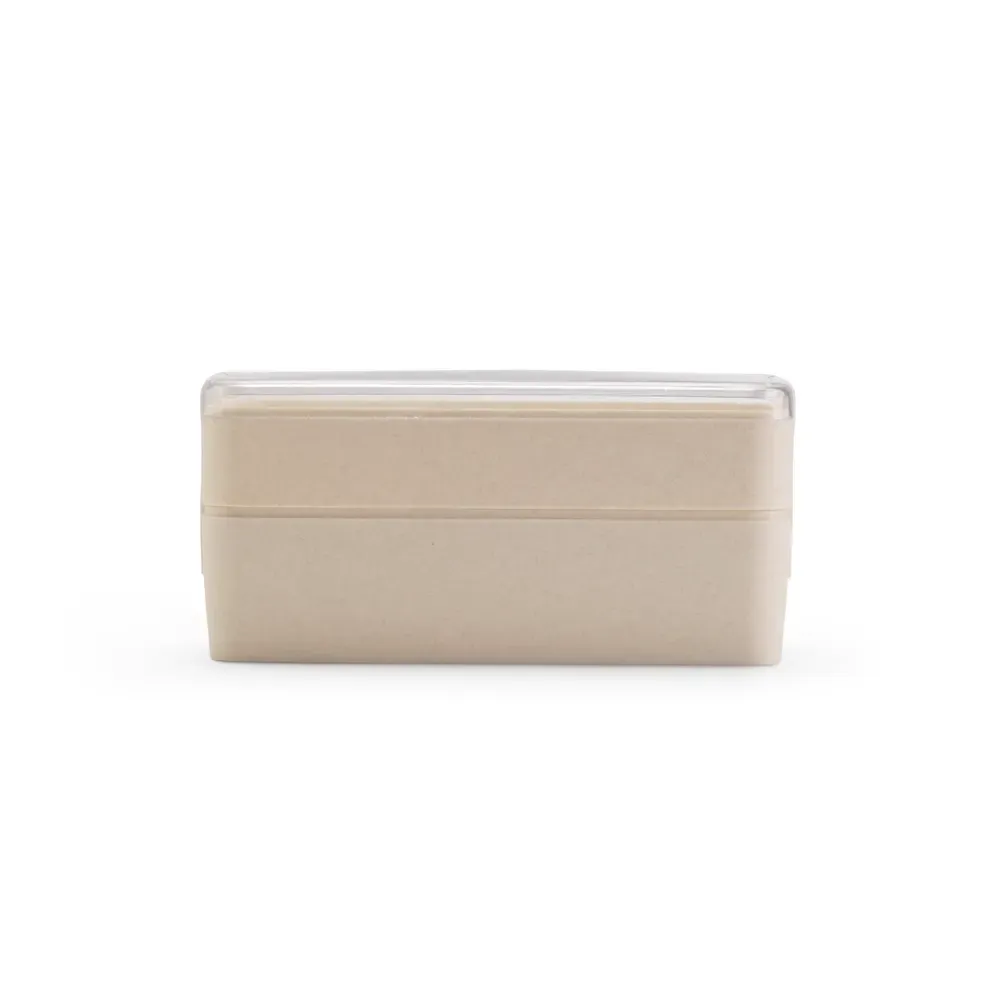 Marmita dupla plástica 750ml personalizada, cor bege