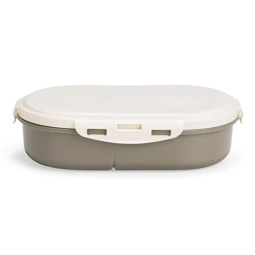 Marmita plástica oval 900ml personalizada com 3 divisórias, cor marrom
