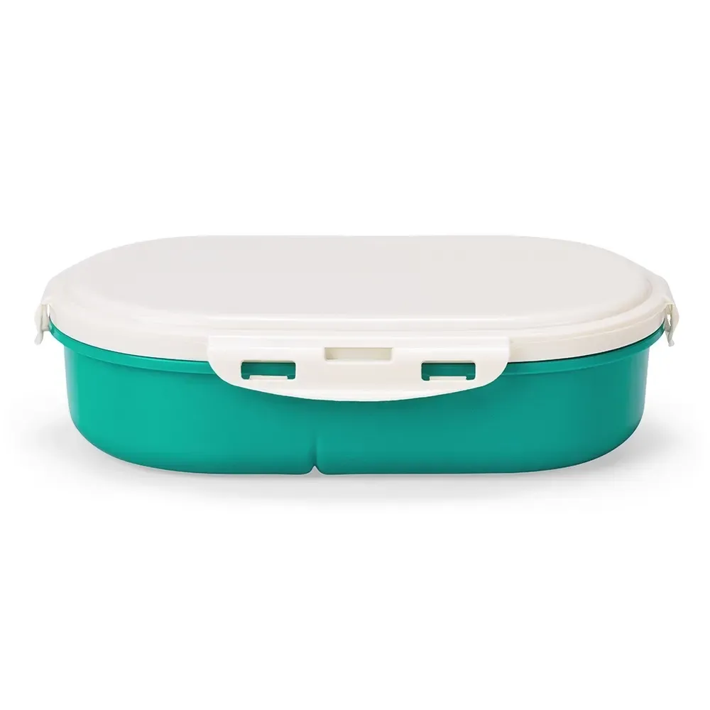 Marmita plástica oval 900ml personalizada com 3 divisórias, cor verde