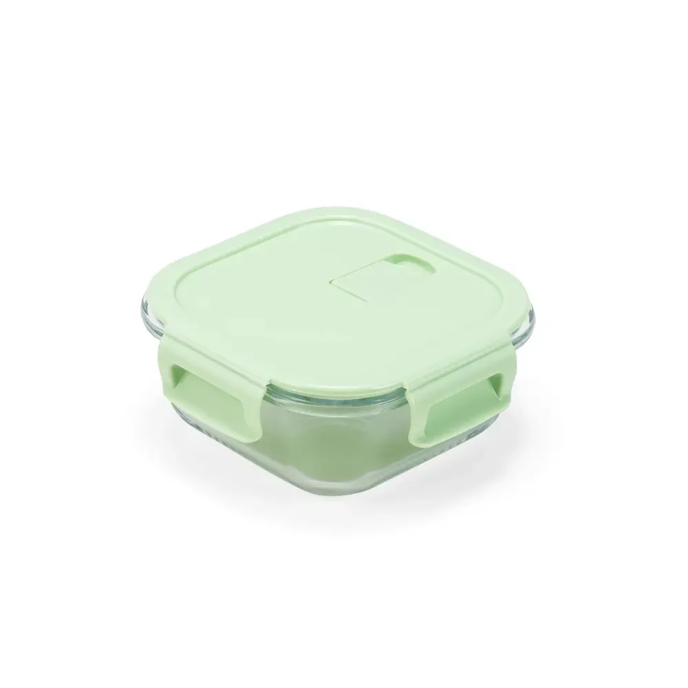 Marmita de vidro borossilicato 450ml personalizada com tampa de PP, cor verde