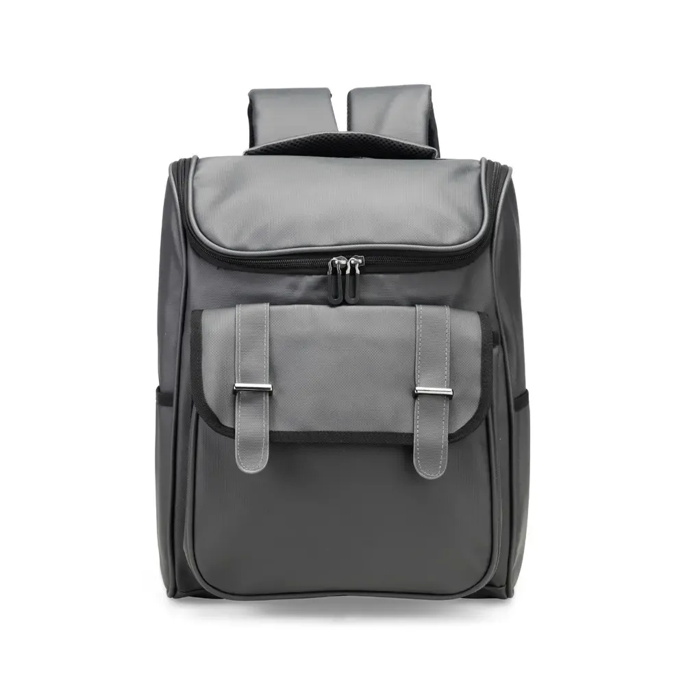 Mochila Couro Sintético 18L com botões magnéticos personalizada em cinza