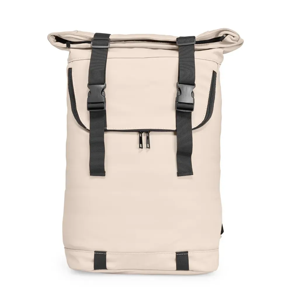 Mochila personalizada em couro sintético, 34 litros, cor bege