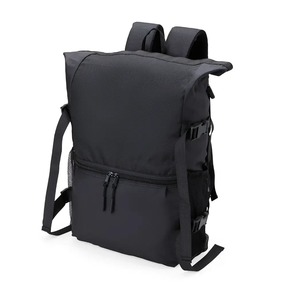 Mochila Couro Sintético 37L expansível personalizada em preto