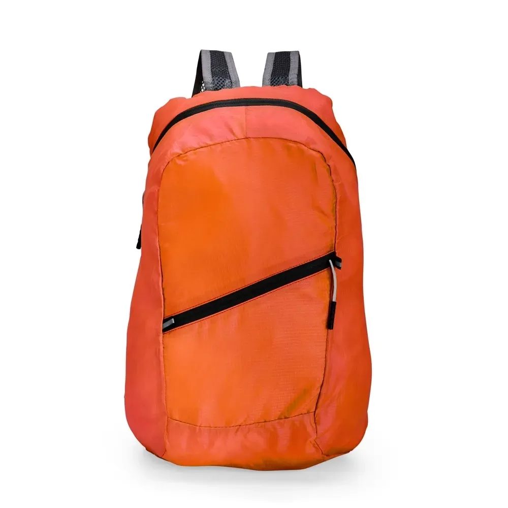 Mochila Dobrável Poliéster 16L personalizada laranja