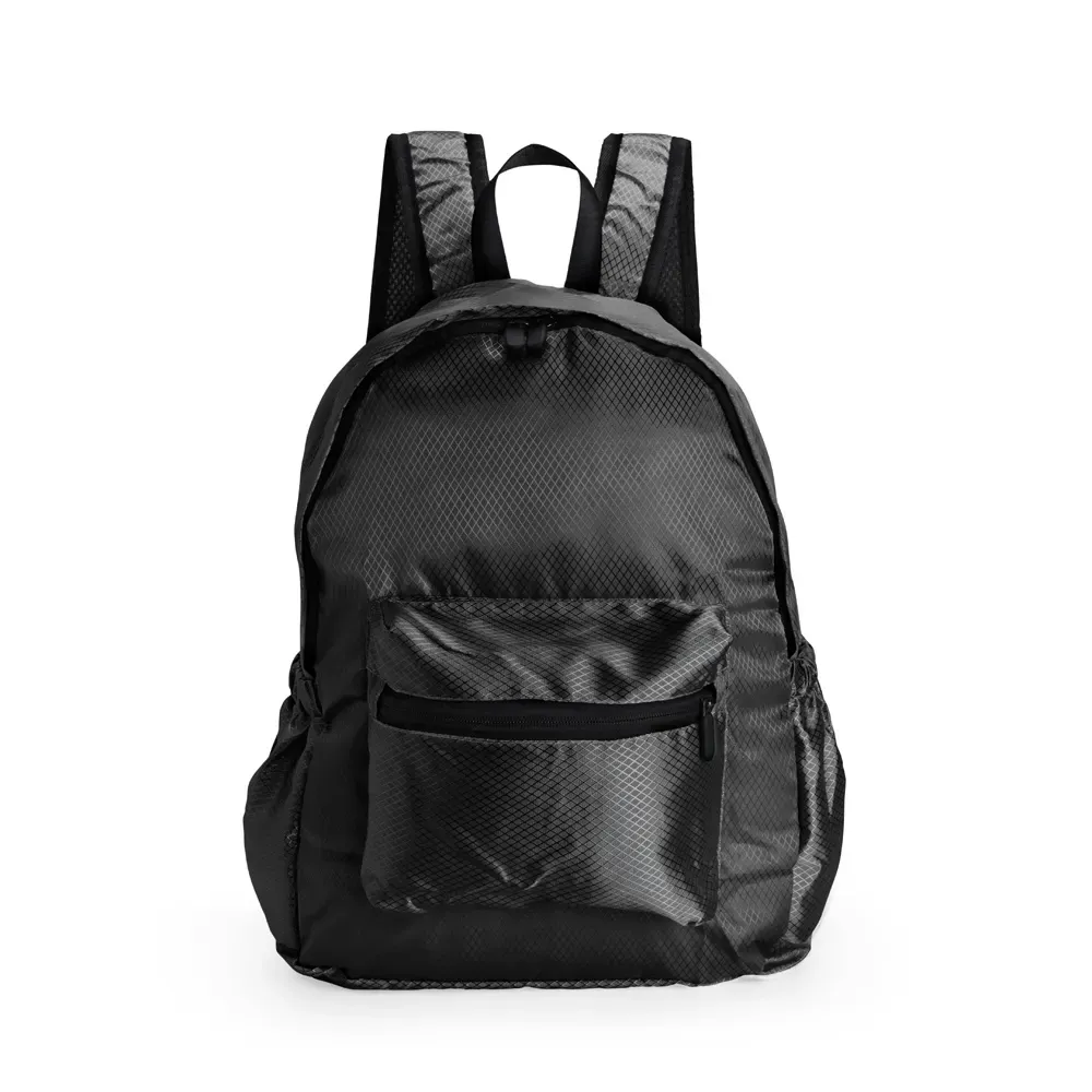 Mochila Dobrável Poliéster 18L personalizada em preto
