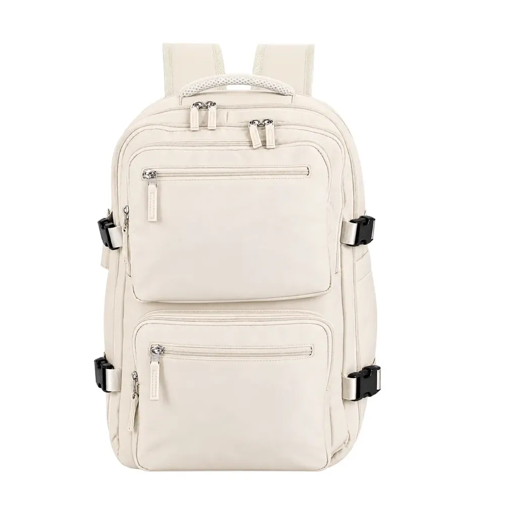 Mochila expansível personalizada em oxford, 36 litros, cor creme