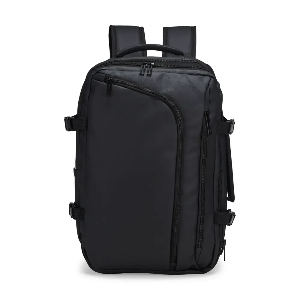 Mochila expansível personalizada em PU, 28 litros, cor preta