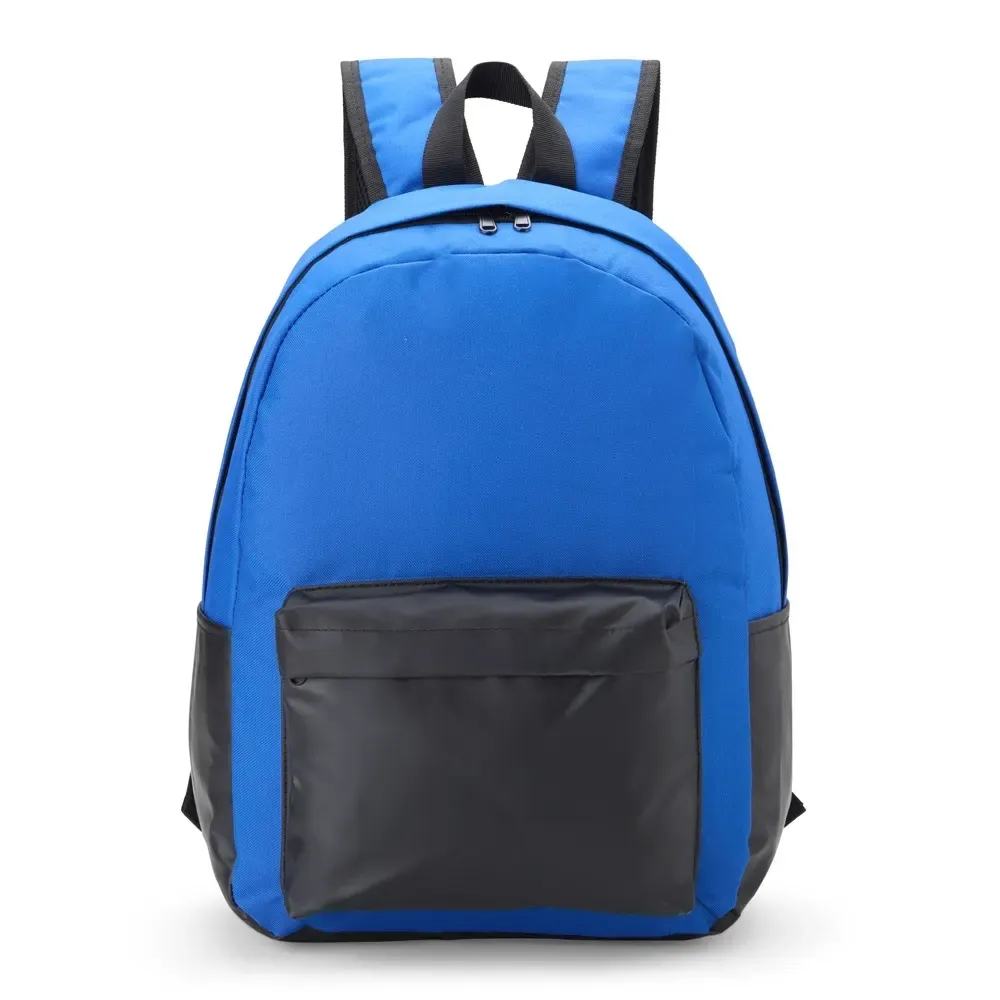 Mochila Nylon 23L com detalhes em couro sintético personalizada em azul