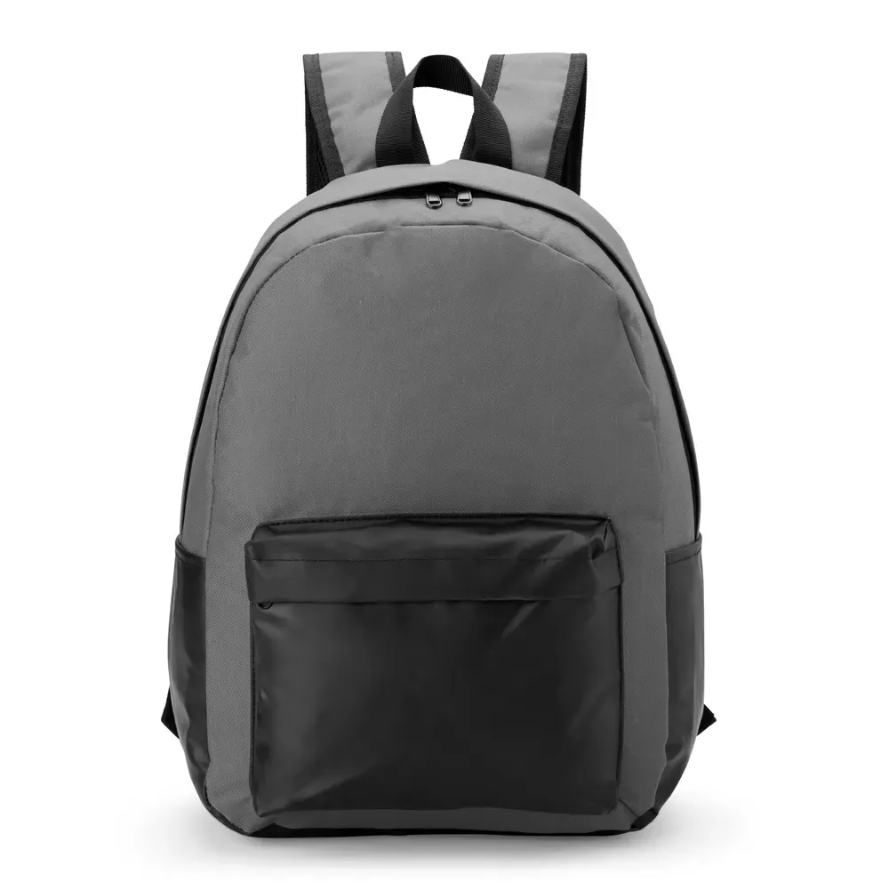 Mochila Nylon 23L com detalhes em couro sintético personalizada em cinza