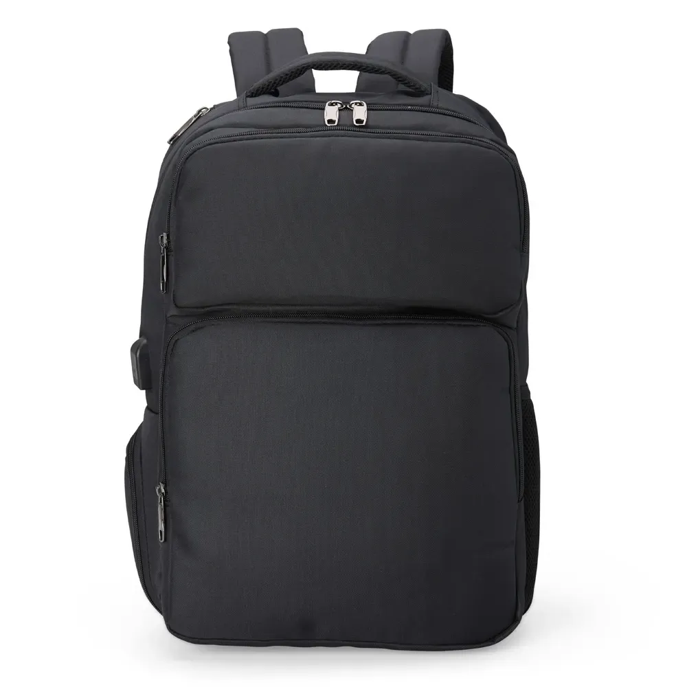 Mochila Nylon 28L com USB e Antifurto personalizada em preto