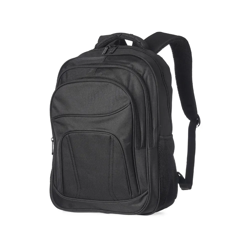 Mochila personalizada de nylon, 30 litros, com plaquinha metálica, cor preta