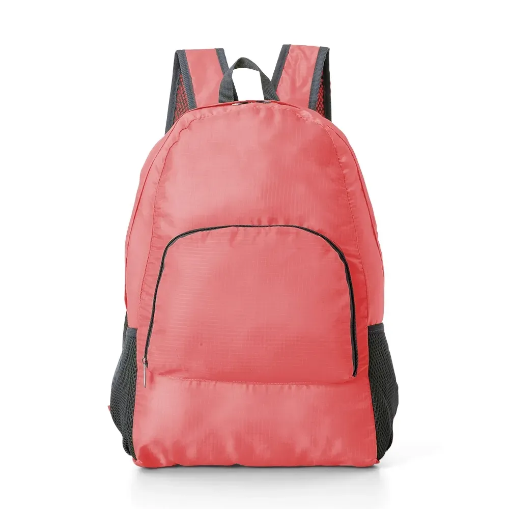 Mochila dobrável personalizada de nylon, 21 litros, cor rosa
