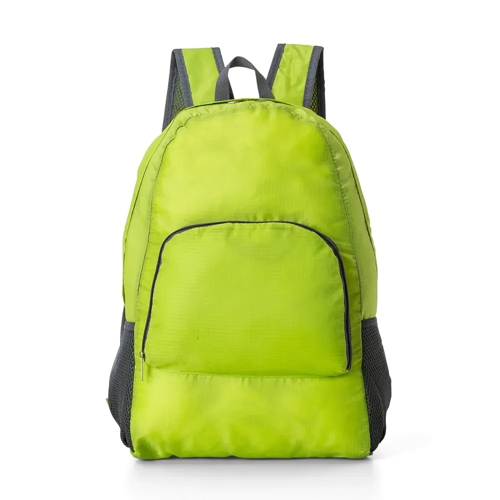 Mochila dobrável personalizada de nylon, 21 litros, cor verde