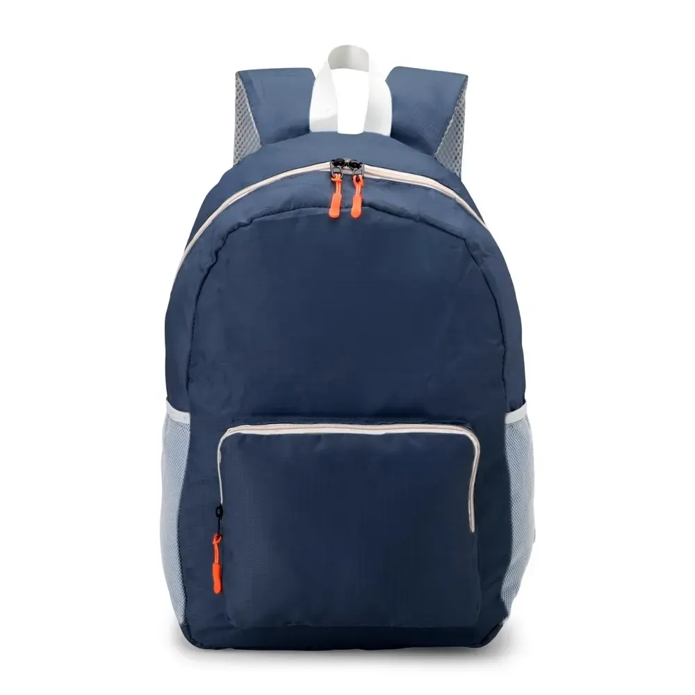 Mochila dobrável personalizada de nylon, 24 litros, cor azul escuro