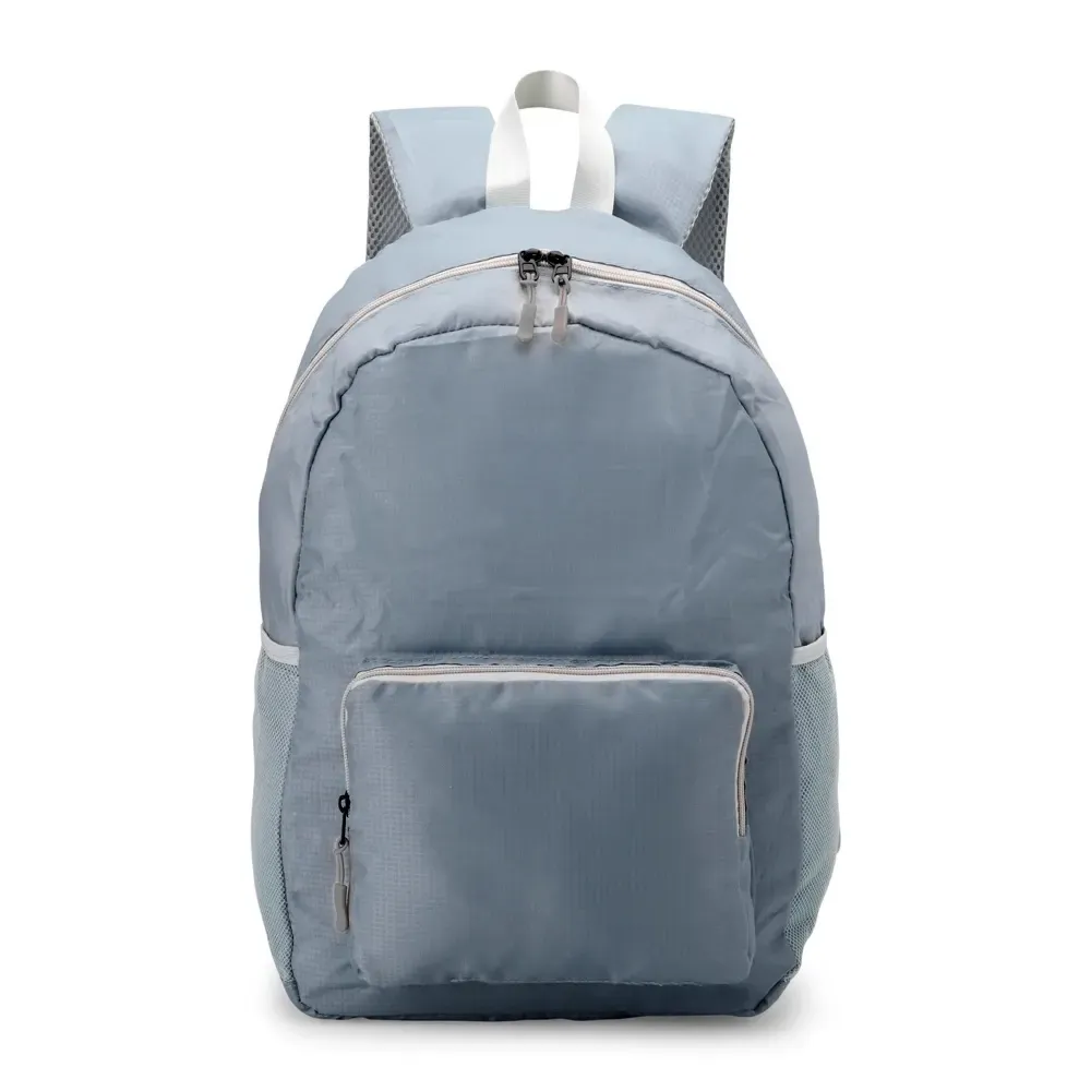 Mochila dobrável personalizada de nylon, 24 litros, cor cinza