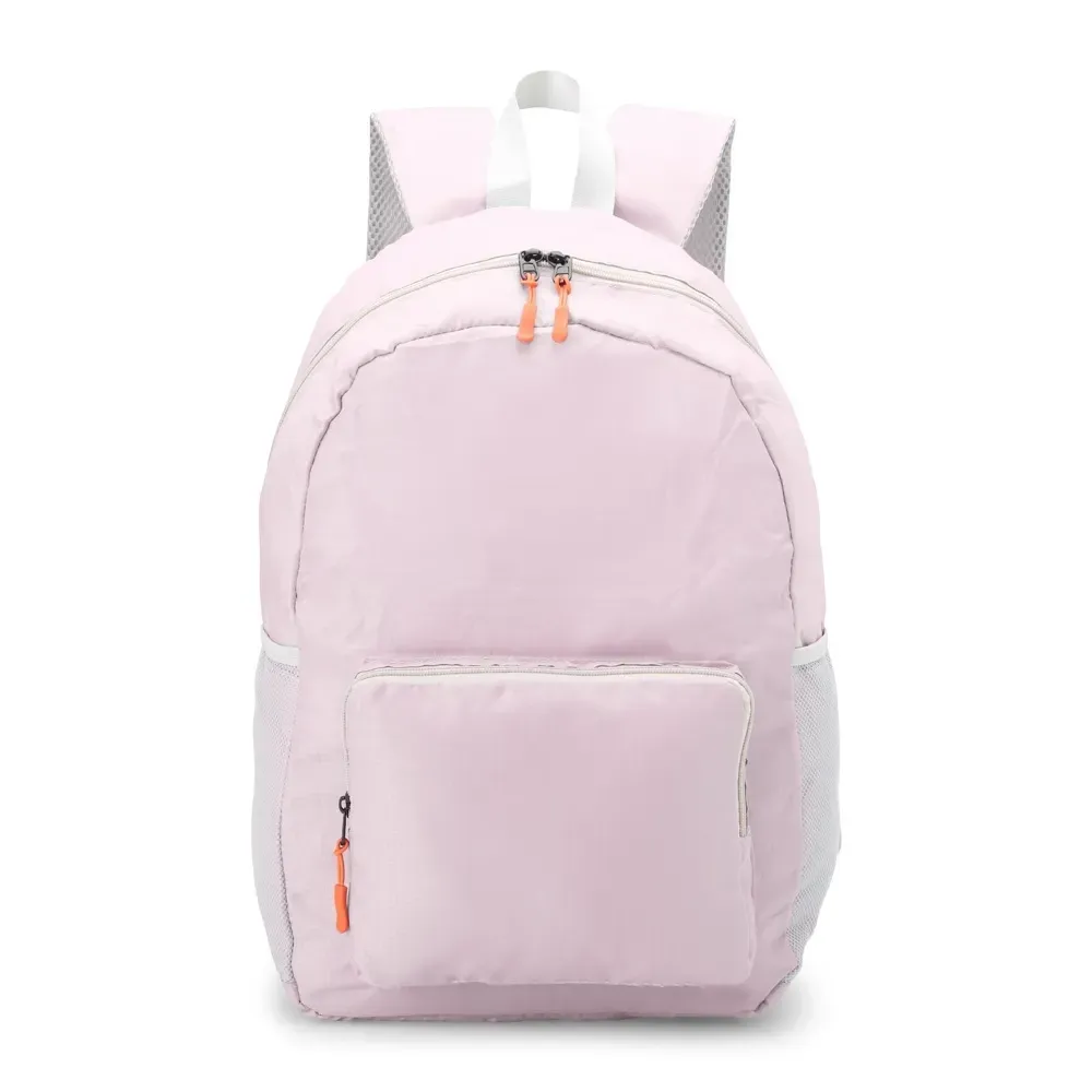Mochila dobrável personalizada de nylon, 24 litros, cor rosa