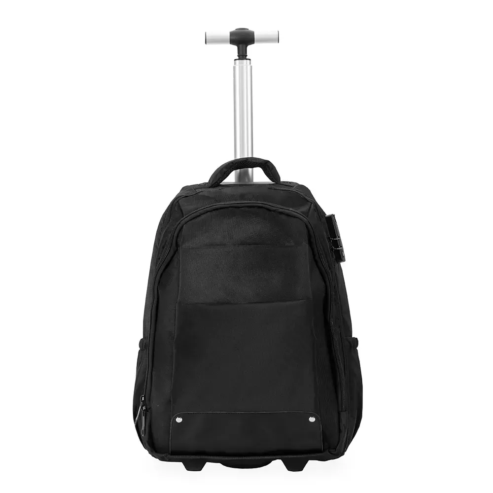 Mochila Nylon com Rodinhas 27L personalizada preta