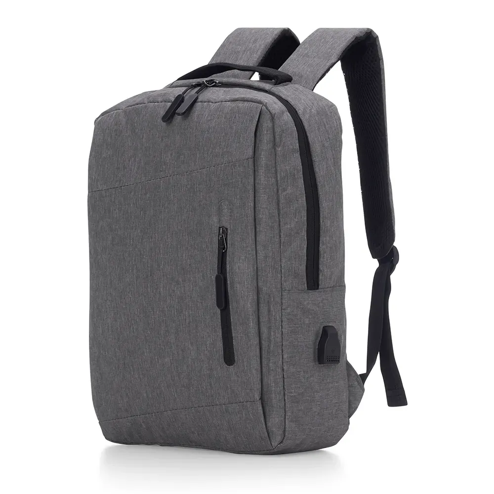 Mochila personalizada de nylon com USB, 17 litros, cor cinza