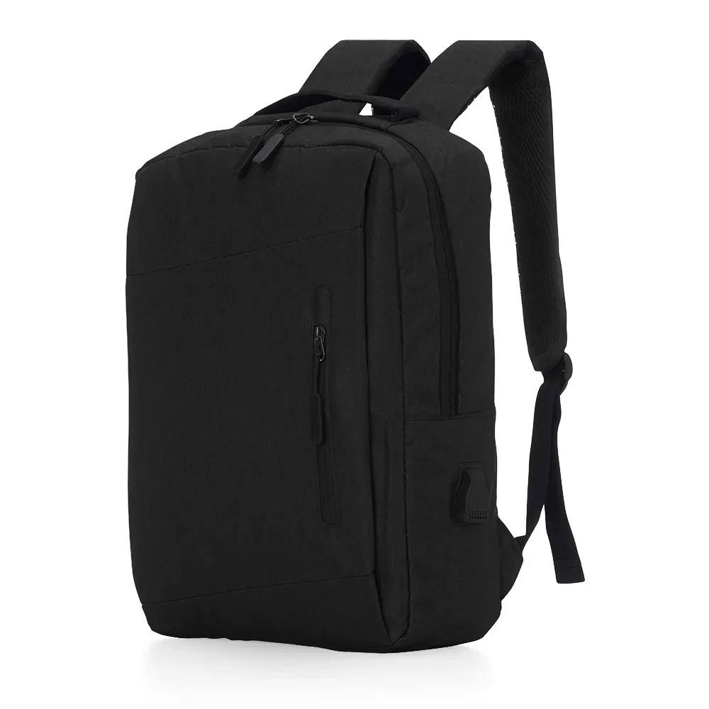Mochila personalizada de nylon com USB, 17 litros, cor preta