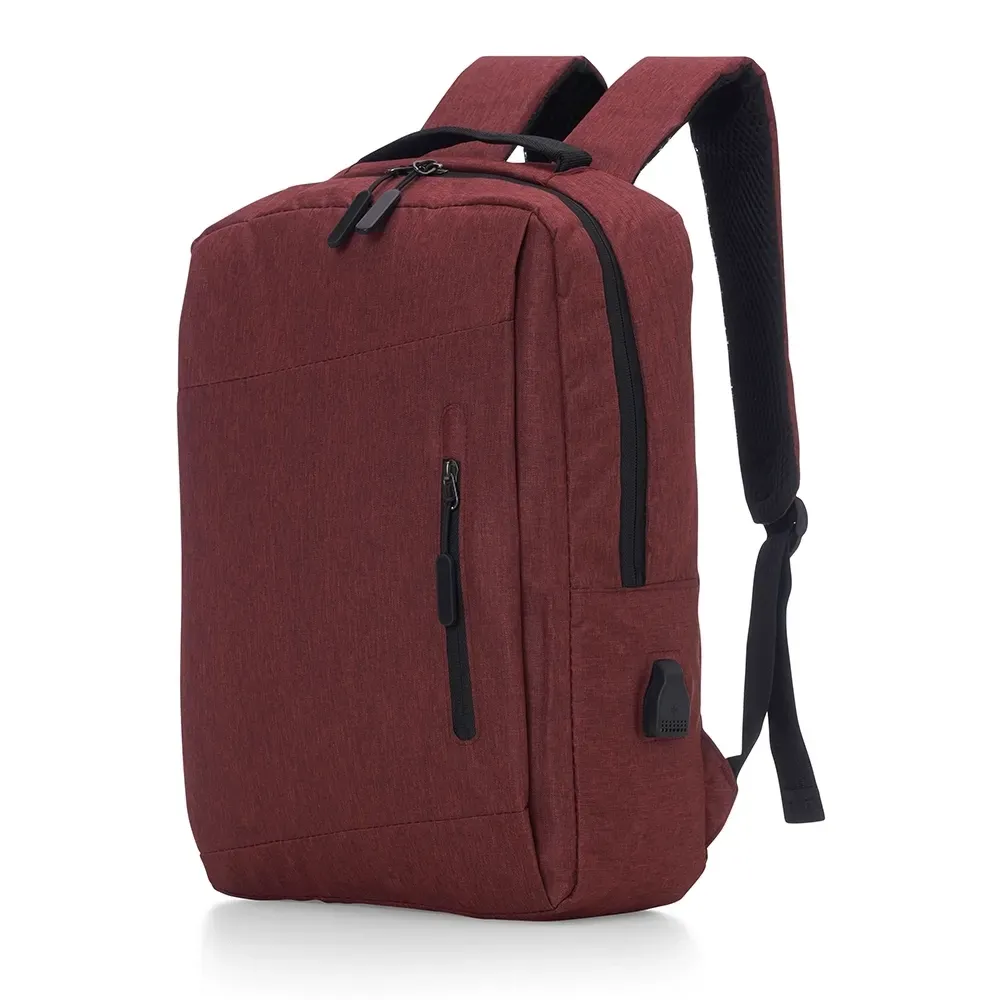 Mochila personalizada de nylon com USB, 17 litros, cor vermelha